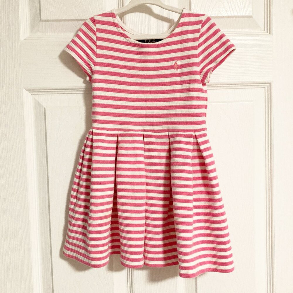 Polo Ralph Lauren Striped Pleated Short Sleeve Fit & Flare Dress Size 5